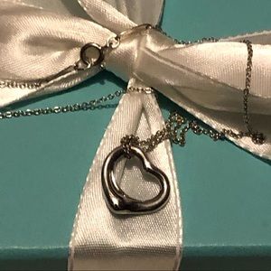 Tiffany Peretti 925 Medium Open Heart 16 inch Necklace
